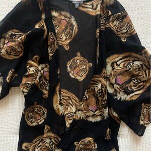 Tiger print, sheer cardigan/ cover up top!